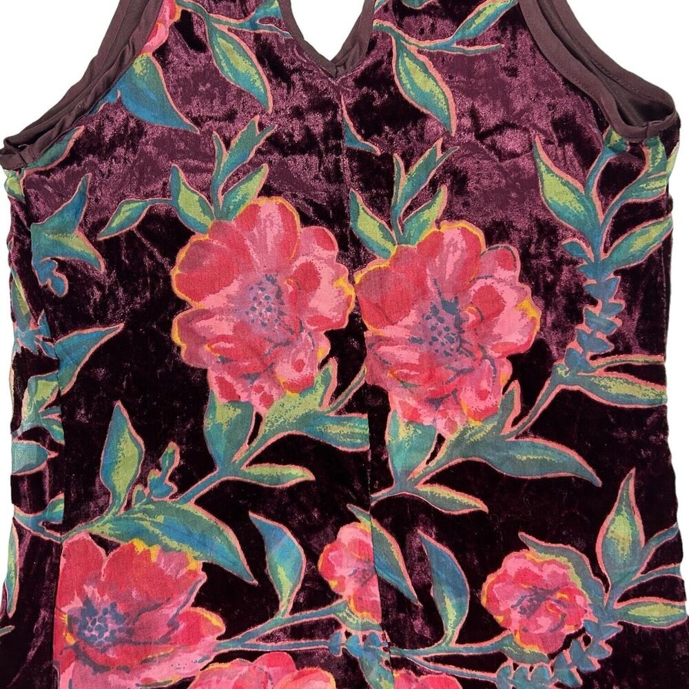 NWT Band of Gypsies Floral Velvet Halter Mini Dress Burgundy Plum XS Earthy Rose - Picture 8 of 16
